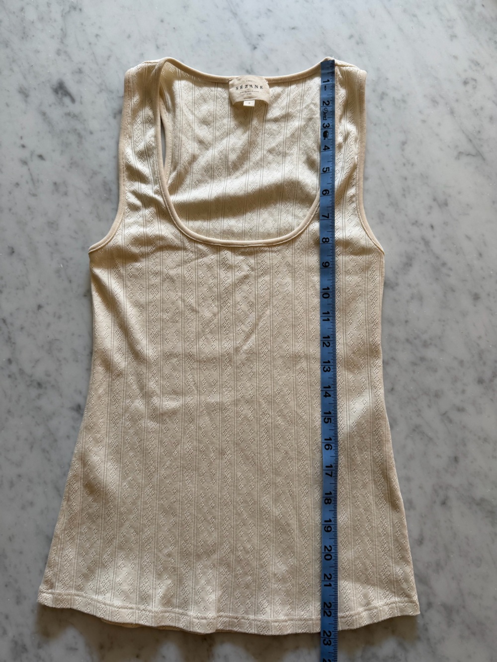 Sezane Juan Top in Cream Pointelle - Picture 5 of 6